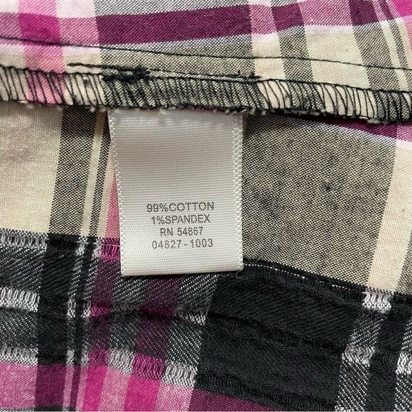 C.J. Banks Christopher & Banks Pink Black Tan Plaid Button Down Size 1X - Picture 8 of 9